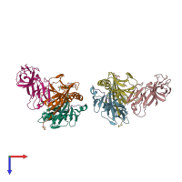 PDB entry 3s5l coloured by chain, top view.