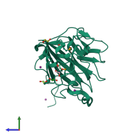 PDB entry 3s5q coloured by chain, side view.