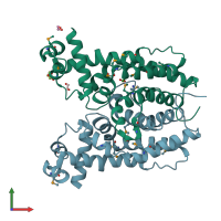 PDB entry 3s5r coloured by chain, front view.