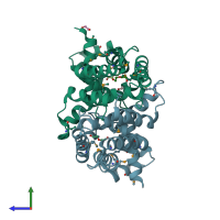 PDB entry 3s5r coloured by chain, side view.