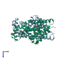 PDB entry 3s5r coloured by chain, top view.