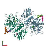 PDB entry 3s5z coloured by chain, front view.