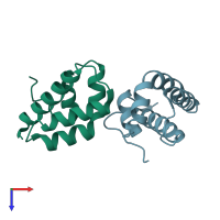 PDB entry 3s63 coloured by chain, top view.