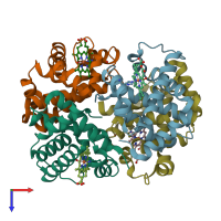 PDB entry 3s65 coloured by chain, top view.