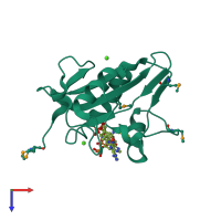 PDB entry 3s6f coloured by chain, top view.