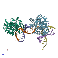 PDB entry 3s6i coloured by chain, top view.