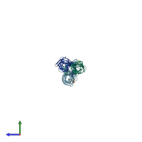 PDB entry 3s6z coloured by chain, side view.