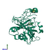 PDB entry 3s75 coloured by chain, side view.