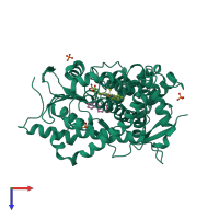 PDB entry 3s79 coloured by chain, top view.