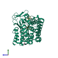 PDB entry 3s7f coloured by chain, side view.