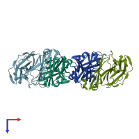 PDB entry 3s7g coloured by chain, top view.