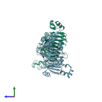 PDB entry 3s7i coloured by chain, side view.