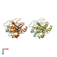 PDB entry 3s7k coloured by chain, top view.