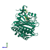 PDB entry 3s7n coloured by chain, side view.