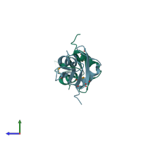PDB entry 3s7r coloured by chain, side view.