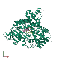 PDB entry 3s7s coloured by chain, front view.
