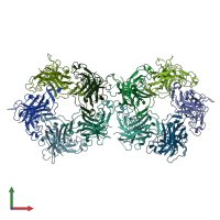 PDB entry 3s7v coloured by chain, front view.
