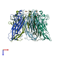 PDB entry 3s7x coloured by chain, top view.