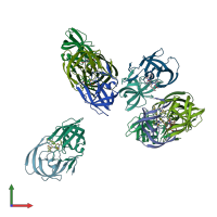 PDB entry 3s85 coloured by chain, front view.
