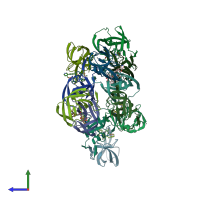 PDB entry 3s85 coloured by chain, side view.