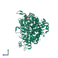 PDB entry 3s87 coloured by chain, side view.