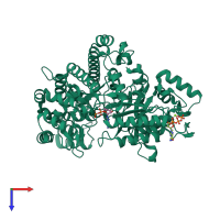 PDB entry 3s87 coloured by chain, top view.