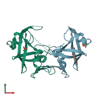 PDB entry 3s8i coloured by chain, front view.