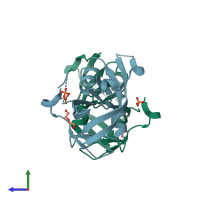 PDB entry 3s8i coloured by chain, side view.