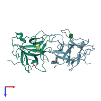 PDB entry 3s8j coloured by chain, top view.