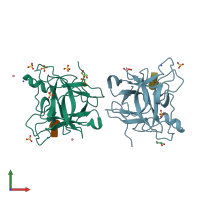 PDB entry 3s8k coloured by chain, front view.