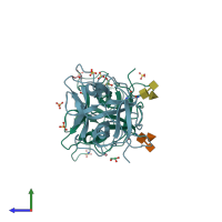 PDB entry 3s8k coloured by chain, side view.