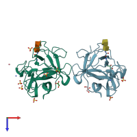 PDB entry 3s8k coloured by chain, top view.