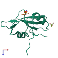 PDB entry 3s8l coloured by chain, top view.