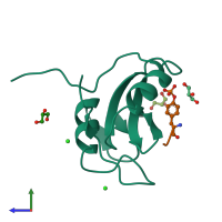 PDB entry 3s8n coloured by chain, side view.