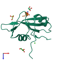 PDB entry 3s8n coloured by chain, top view.