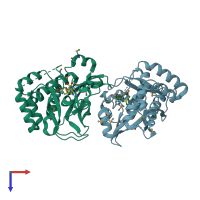 PDB entry 3s8p coloured by chain, top view.