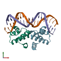 PDB entry 3s8q coloured by chain, front view.
