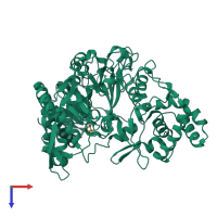 Monomeric assembly 1 of PDB entry 3s8r coloured by chemically distinct molecules, top view.