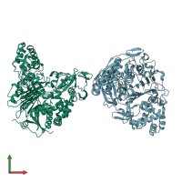 PDB entry 3s8r coloured by chain, front view.