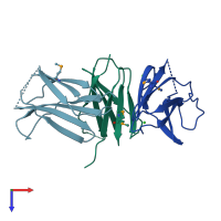 PDB entry 3s8w coloured by chain, top view.