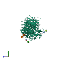 PDB entry 3s8z coloured by chain, side view.