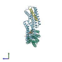 PDB entry 3s90 coloured by chain, side view.