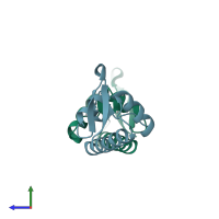 PDB entry 3s93 coloured by chain, side view.