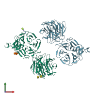 PDB entry 3s94 coloured by chain, front view.