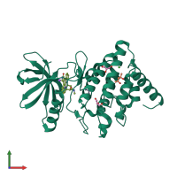 Monomeric assembly 2 of PDB entry 3s95 coloured by chemically distinct molecules, front view.