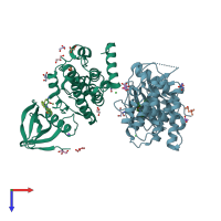 PDB entry 3s95 coloured by chain, top view.