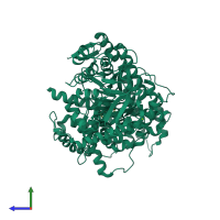 PDB entry 3s9i coloured by chain, side view.