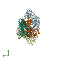 PDB entry 3s9l coloured by chain, side view.