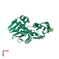 PDB entry 3s9q coloured by chain, top view.