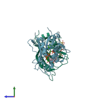 PDB entry 3s9u coloured by chain, side view.